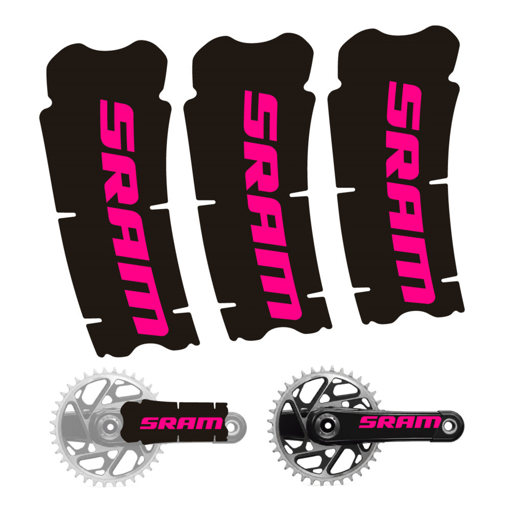 Stickers for SRAM Cranks, 3-Piece vinyl decals - Neon Pink