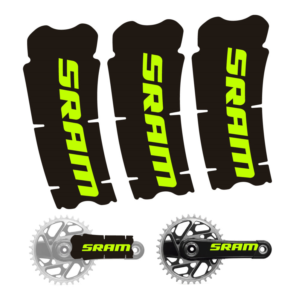 Stickers for SRAM Cranks, 3-Piece vinyl decals - Lime Neon