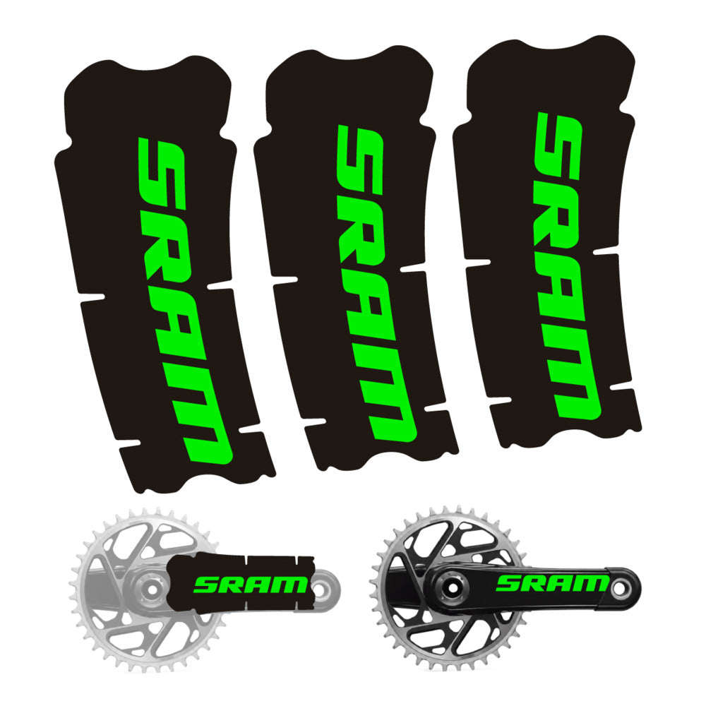 Stickers for SRAM Cranks, 3-Piece vinyl decals - Neon Green
