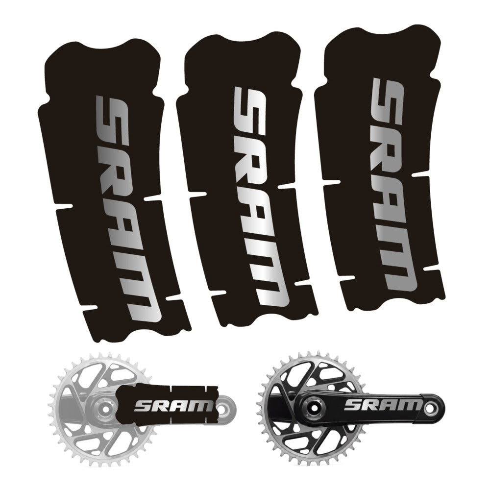 Stickers for SRAM Cranks, 3-Piece vinyl decals - Chrome Silver