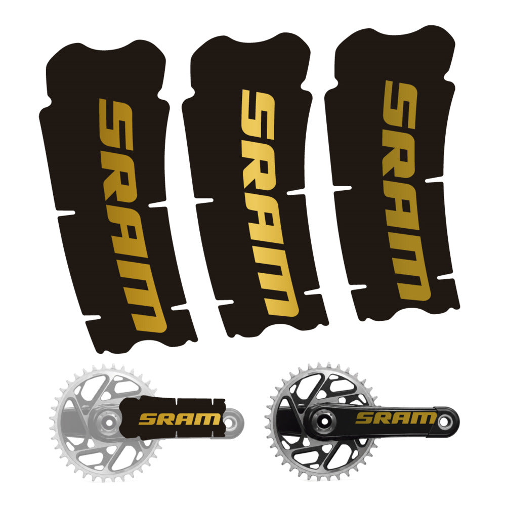 Stickers for SRAM Cranks, 3-Piece vinyl decals - Gold