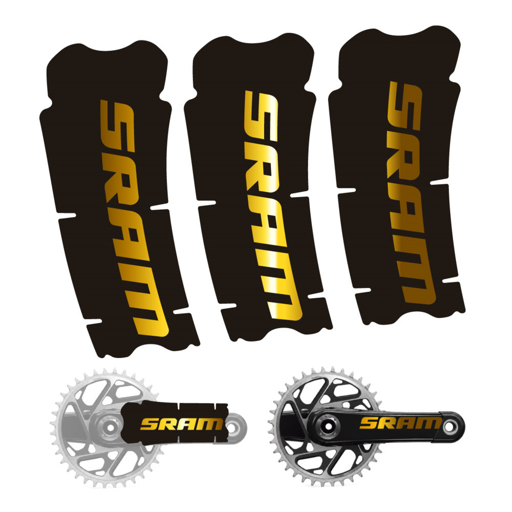 Stickers for SRAM Cranks, 3-Piece vinyl decals - Chrome Gold