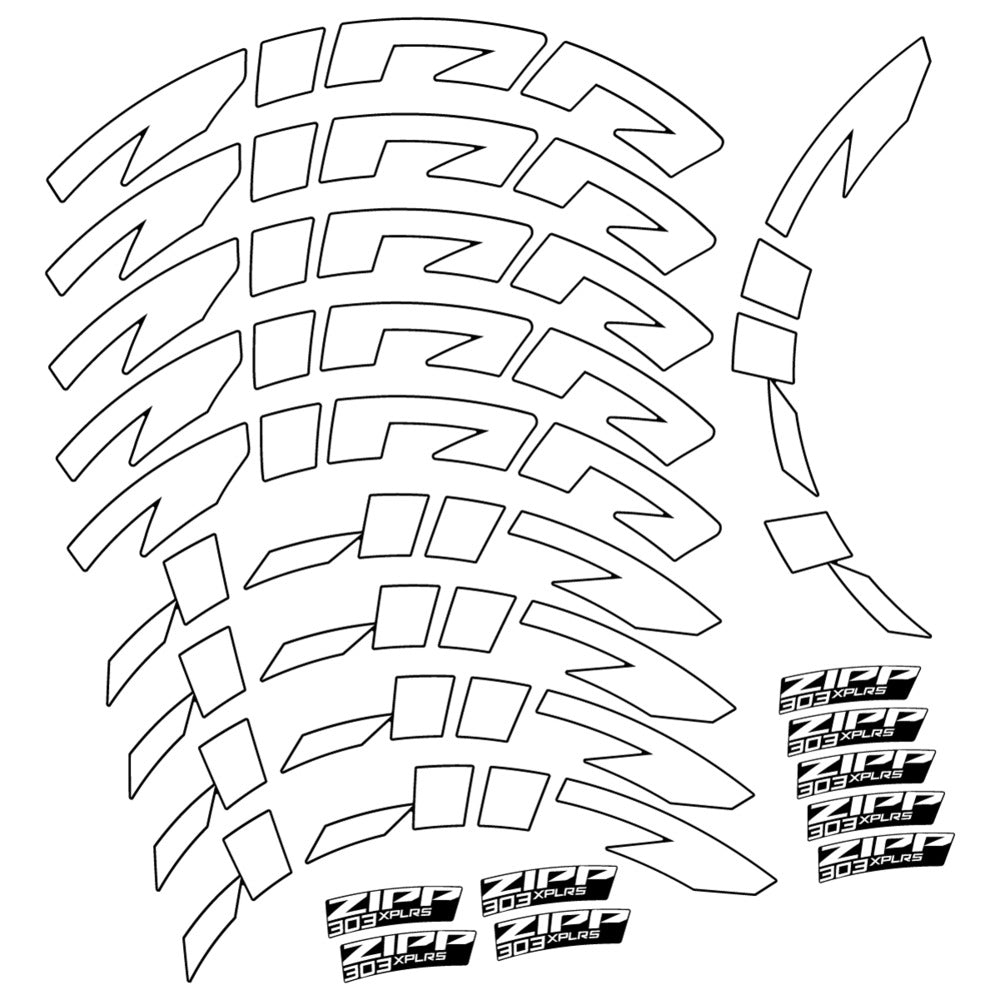 Stickers for Zipp 303 XPLR S, Road Wheel vinyl decals - White