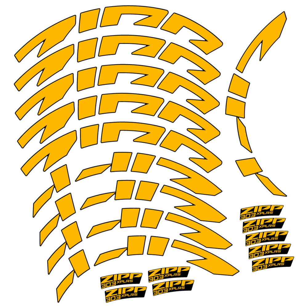 Stickers for Zipp 303 XPLR S, Road Wheel vinyl decals - Medium Yellow