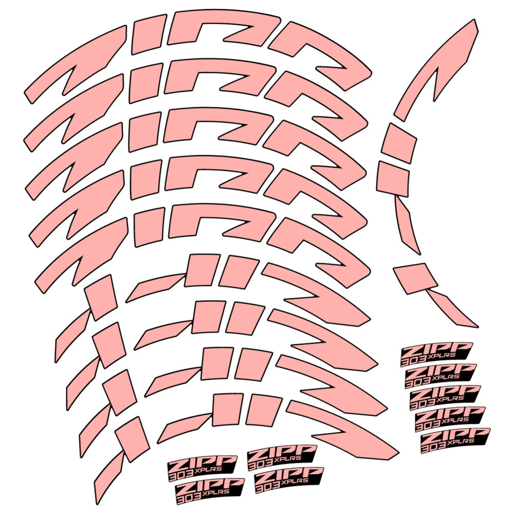Stickers for Zipp 303 XPLR S, Road Wheel vinyl decals - Salmon Pink
