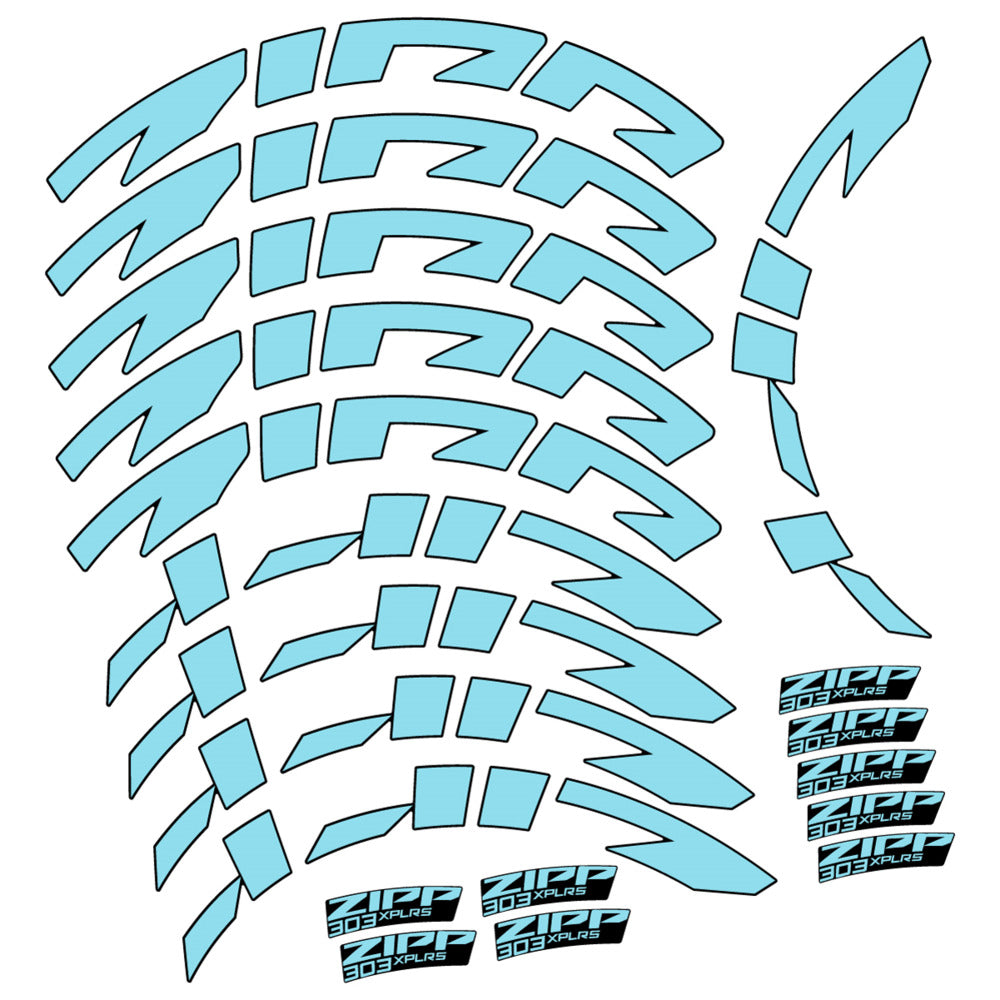 Stickers for Zipp 303 XPLR S, Road Wheel vinyl decals - Sky Blue