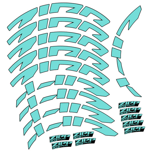 Stickers for Zipp 303 XPLR S, Road Wheel vinyl decals - Blue Green