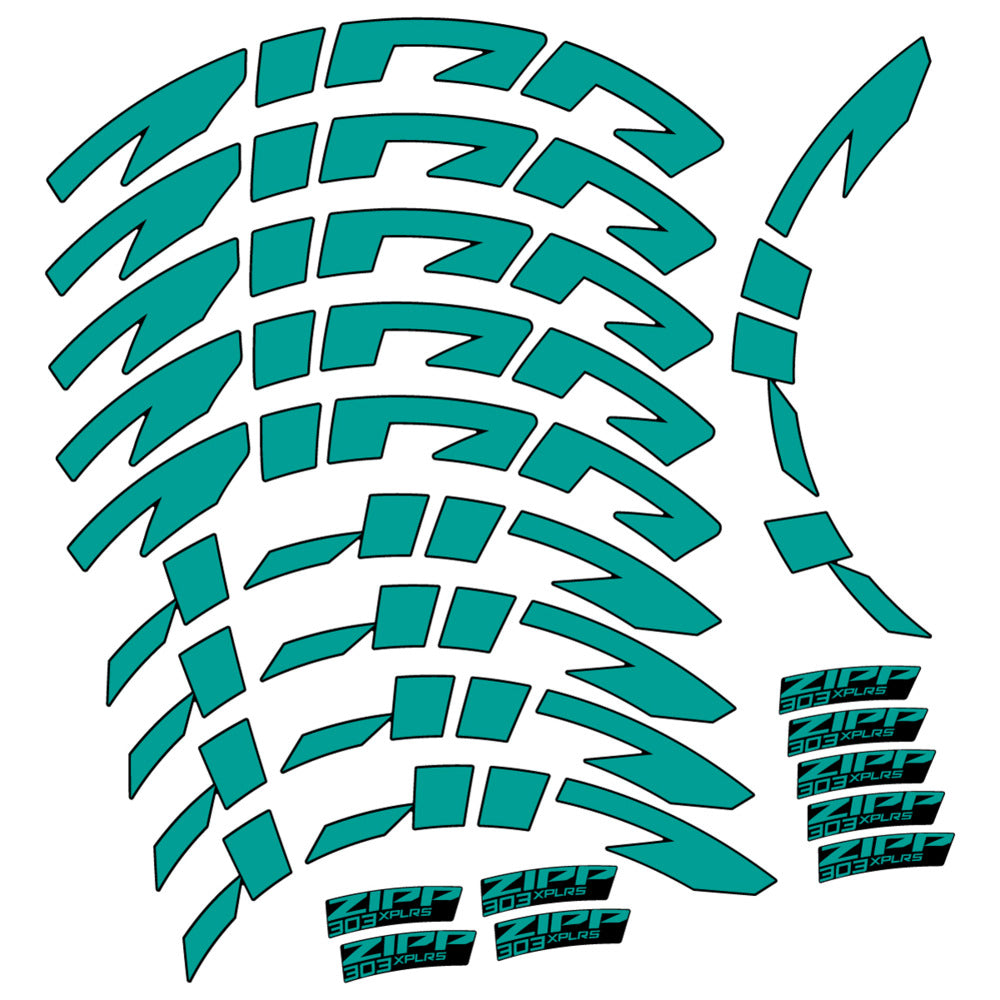 Stickers for Zipp 303 XPLR S, Road Wheel vinyl decals - Petrol Turquoise