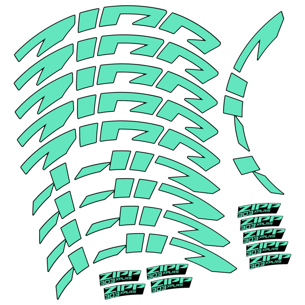 Stickers for Zipp 303 XPLR S, Road Wheel vinyl decals - Mint