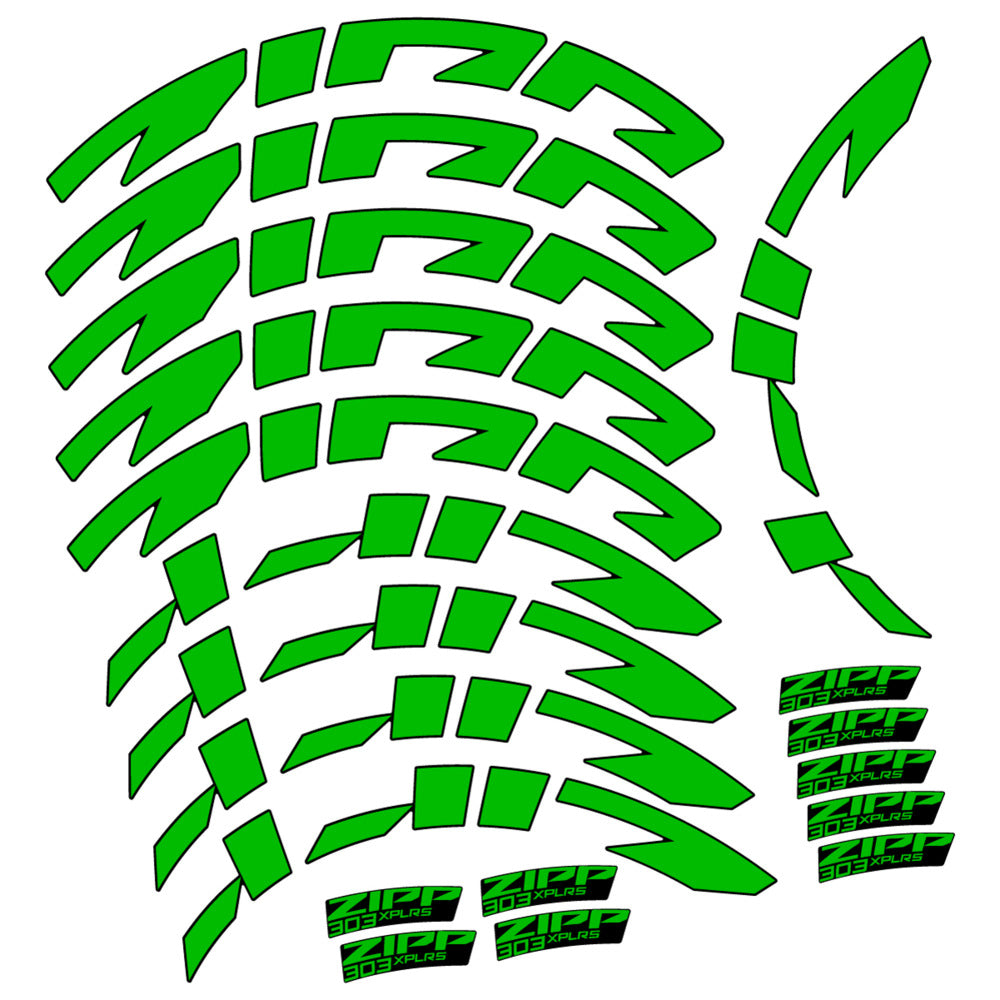 Stickers for Zipp 303 XPLR S, Road Wheel vinyl decals - Grass Green