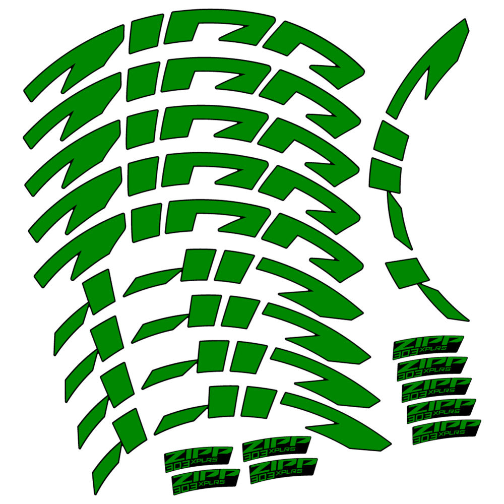 Stickers for Zipp 303 XPLR S, Road Wheel vinyl decals - Medium Green