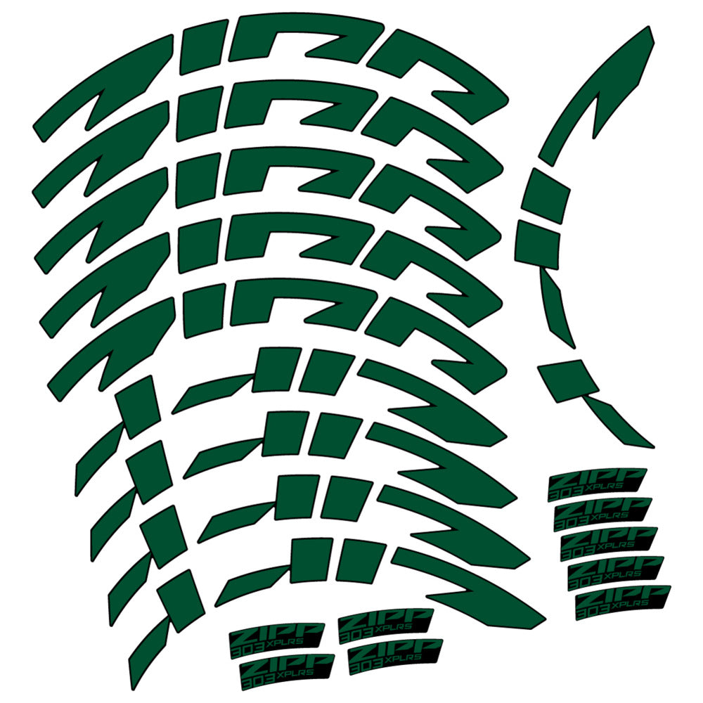 Stickers for Zipp 303 XPLR S, Road Wheel vinyl decals - Dark Green