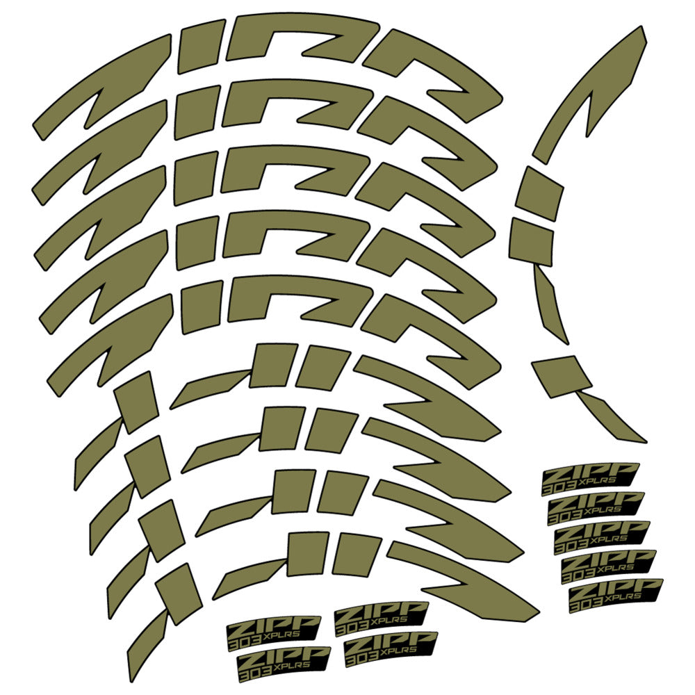 Stickers for Zipp 303 XPLR S, Road Wheel vinyl decals - Khaki