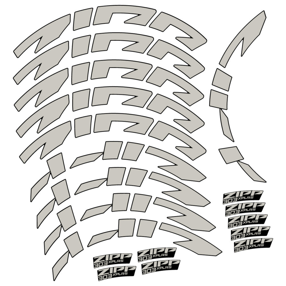 Stickers for Zipp 303 XPLR S, Road Wheel vinyl decals - Light Grey
