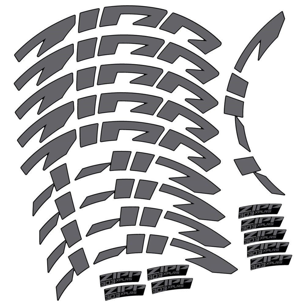 Stickers for Zipp 303 XPLR S, Road Wheel vinyl decals - Medium Grey