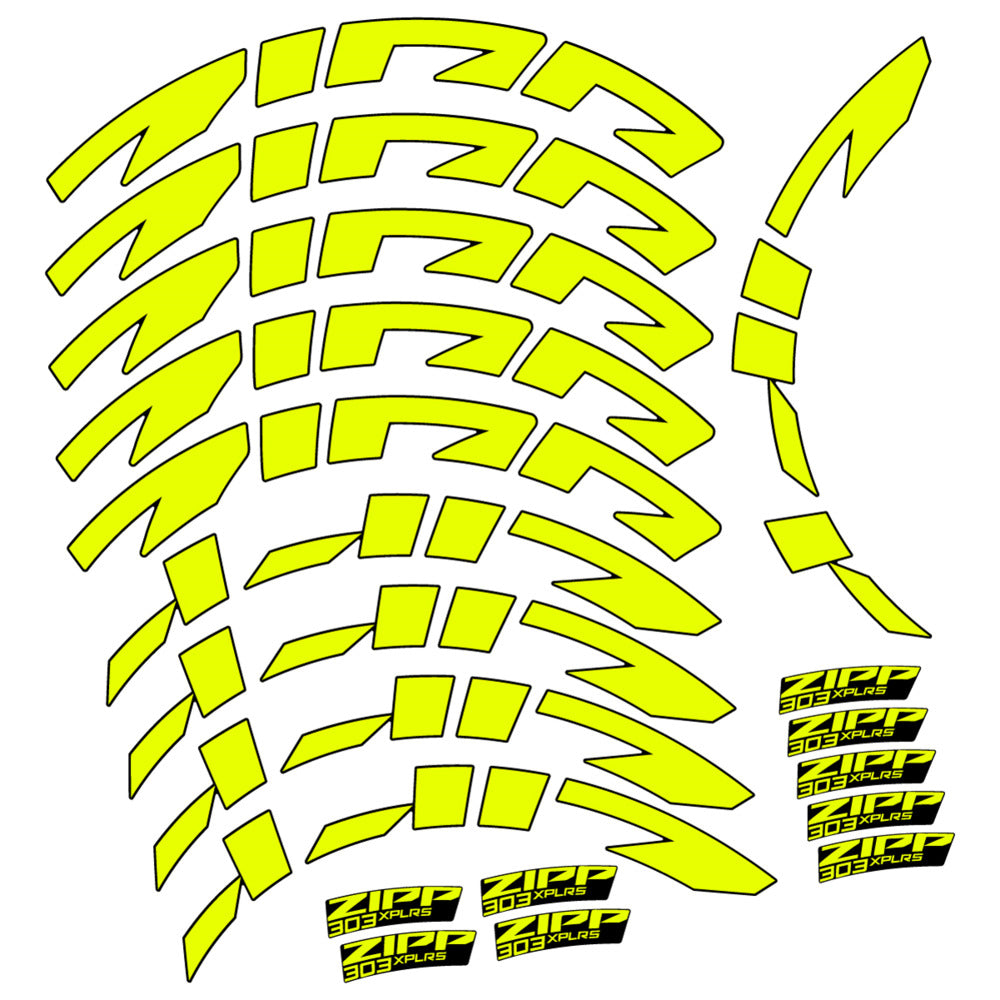 Stickers for Zipp 303 XPLR S, Road Wheel vinyl decals - Neon Yellow