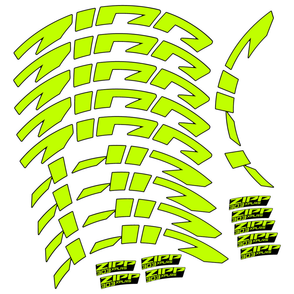 Stickers for Zipp 303 XPLR S, Road Wheel vinyl decals - Lime Neon