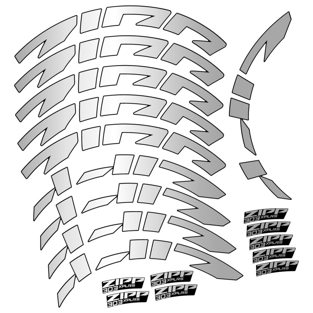 Stickers for Zipp 303 XPLR S, Road Wheel vinyl decals - Light Silver