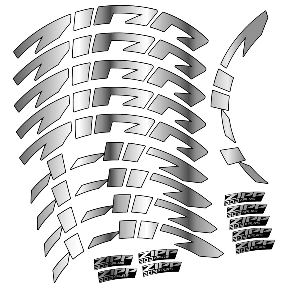 Stickers for Zipp 303 XPLR S, Road Wheel vinyl decals - Chrome Silver