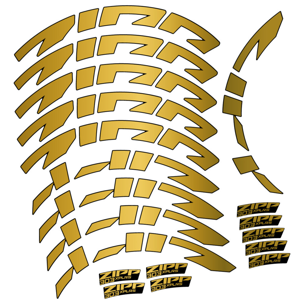 Stickers for Zipp 303 XPLR S, Road Wheel vinyl decals - Gold