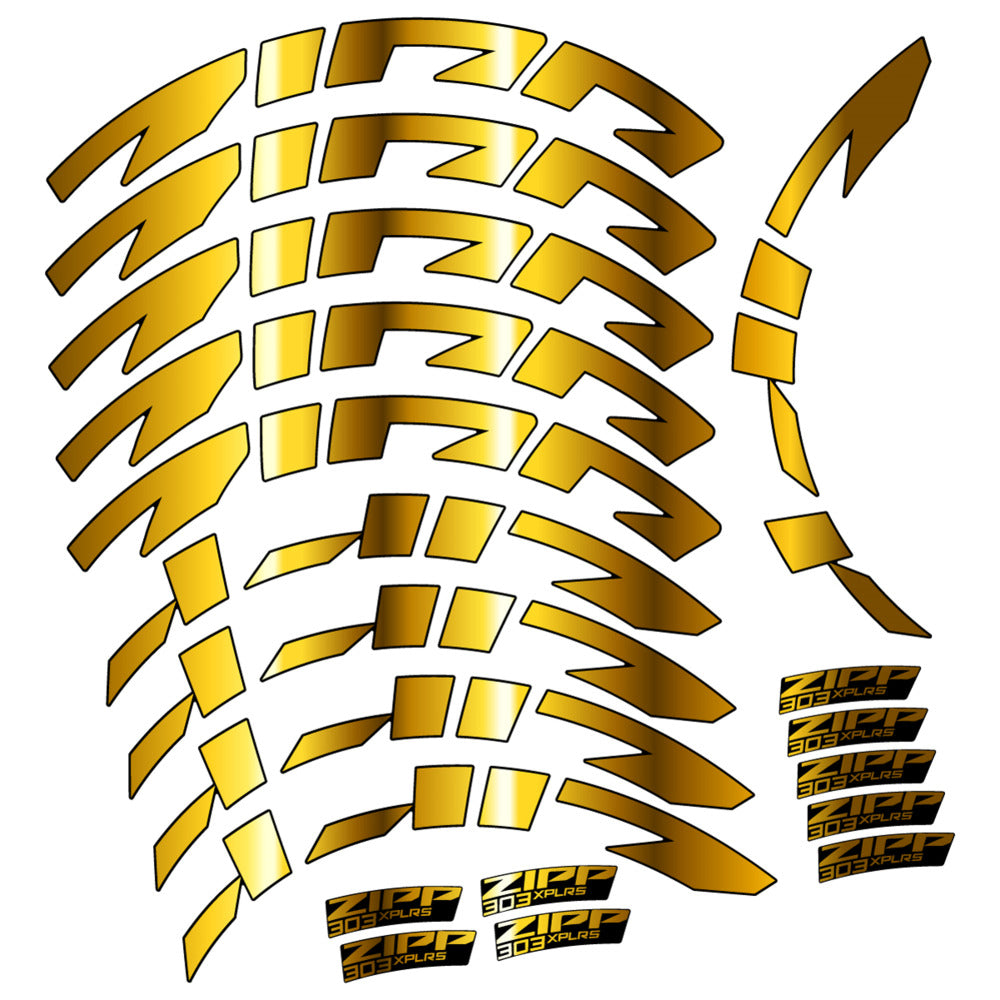 Stickers for Zipp 303 XPLR S, Road Wheel vinyl decals - Chrome Gold