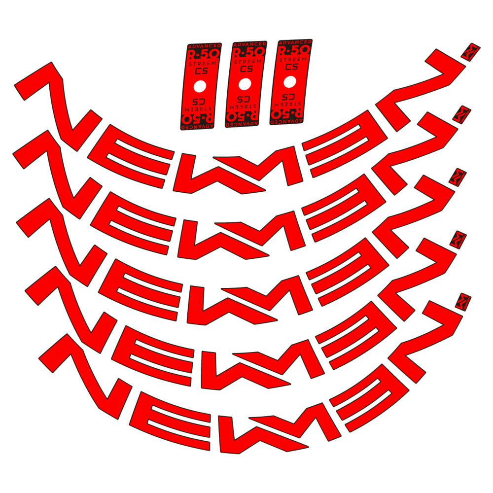 Stickers for Newmen Advanced SL R.50 Streem CS, Road Wheel vinyl decals - Orange Red