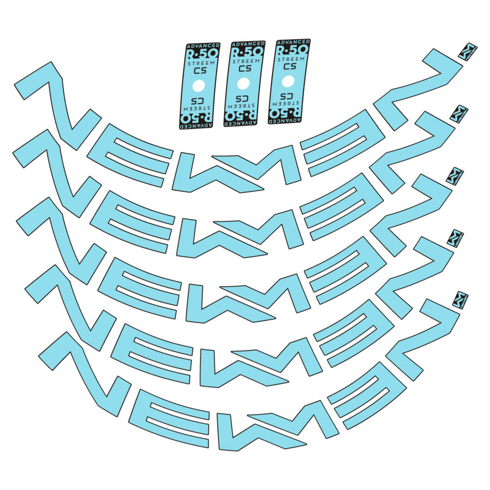 Stickers for Newmen Advanced SL R.50 Streem CS, Road Wheel vinyl decals - Sky Blue