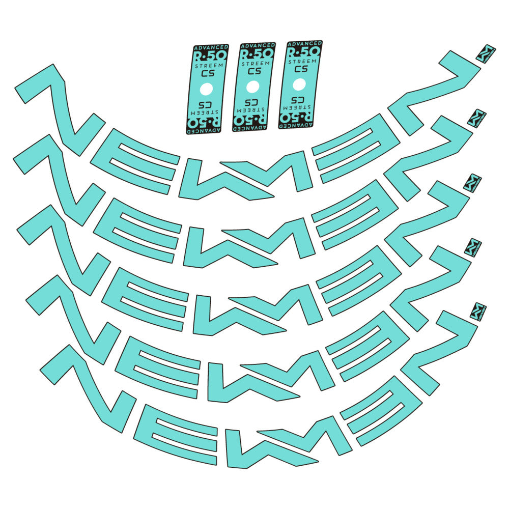 Stickers for Newmen Advanced SL R.50 Streem CS, Road Wheel vinyl decals - Blue Green