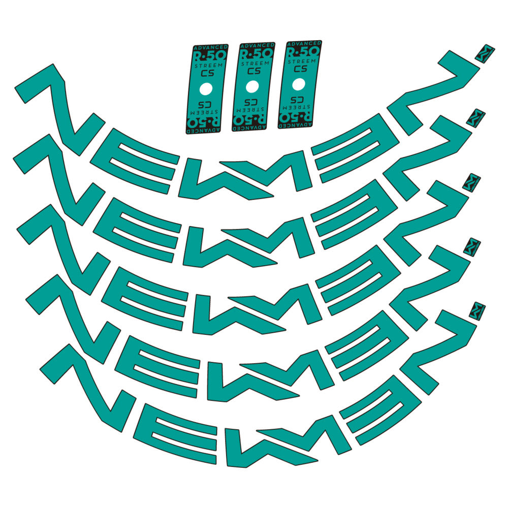 Stickers for Newmen Advanced SL R.50 Streem CS, Road Wheel vinyl decals - Petrol Turquoise