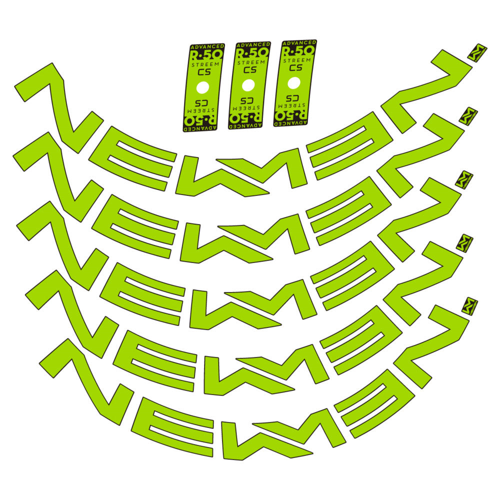 Stickers for Newmen Advanced SL R.50 Streem CS, Road Wheel vinyl decals - Lime Green