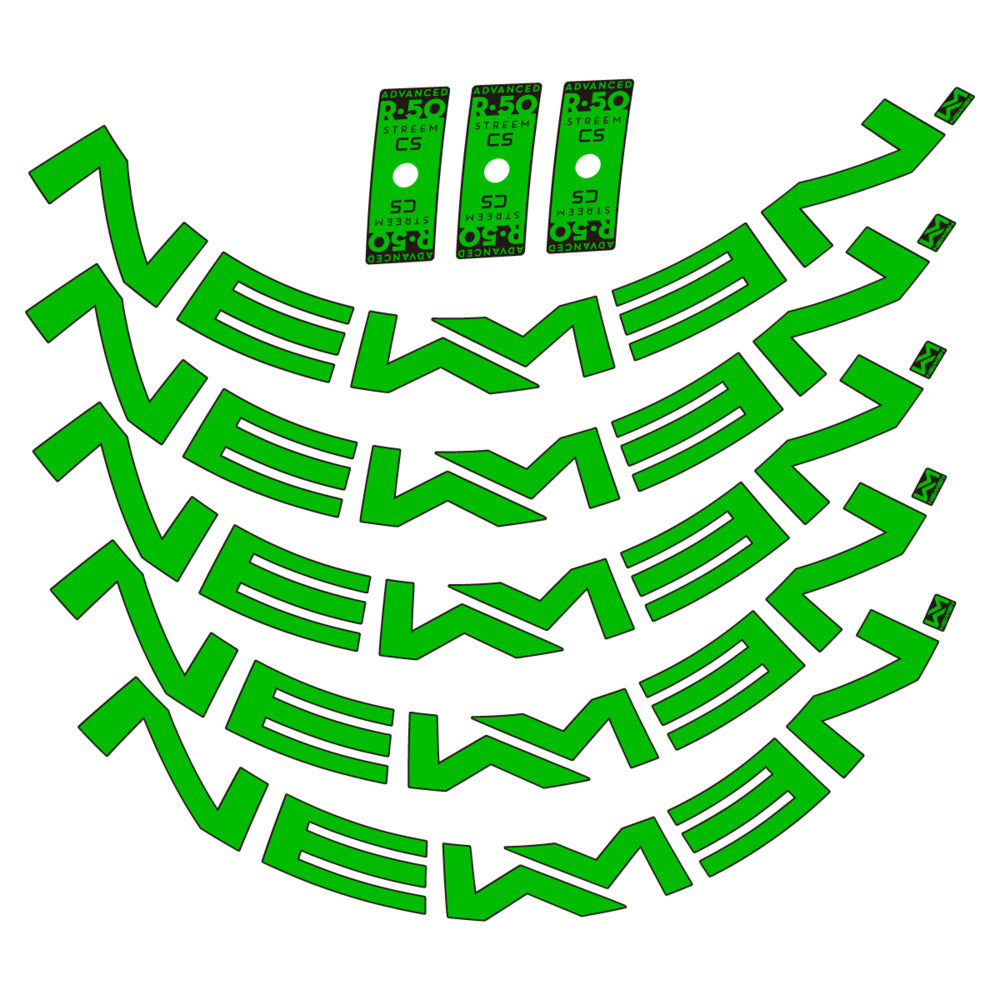 Stickers for Newmen Advanced SL R.50 Streem CS, Road Wheel vinyl decals - Grass Green