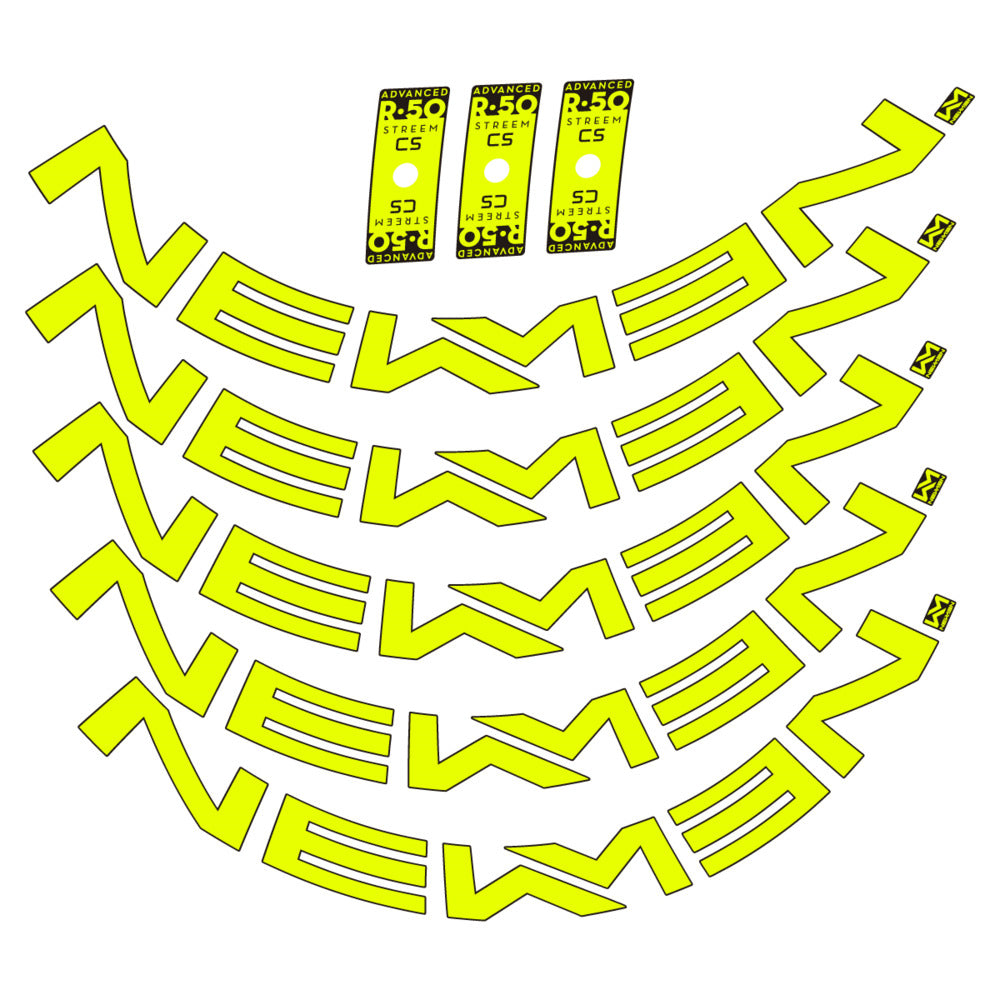 Stickers for Newmen Advanced SL R.50 Streem CS, Road Wheel vinyl decals - Neon Yellow