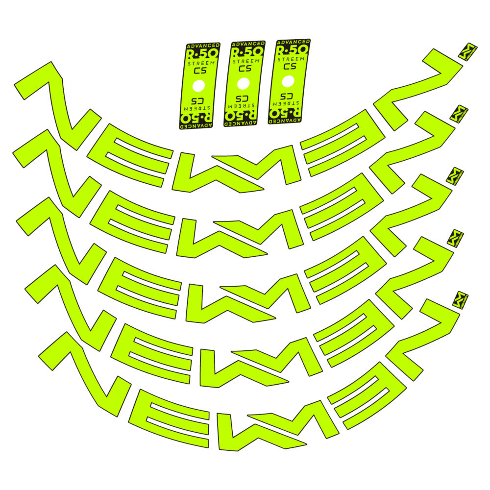 Stickers for Newmen Advanced SL R.50 Streem CS, Road Wheel vinyl decals - Lime Neon