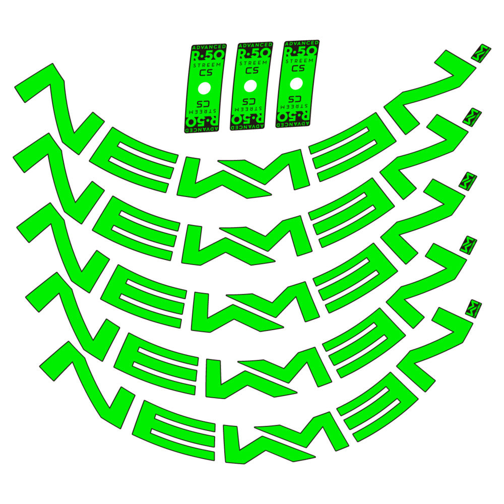 Stickers for Newmen Advanced SL R.50 Streem CS, Road Wheel vinyl decals - Neon Green