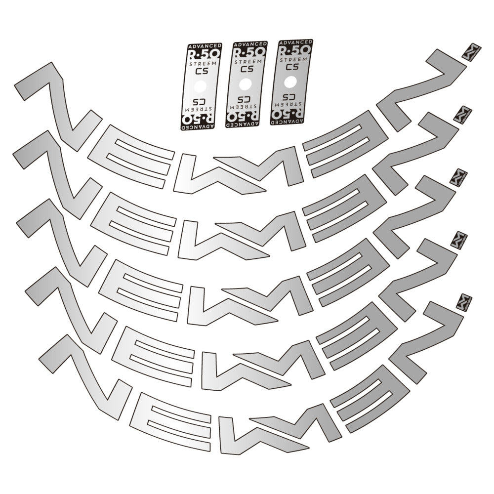 Stickers for Newmen Advanced SL R.50 Streem CS, Road Wheel vinyl decals - Light Silver
