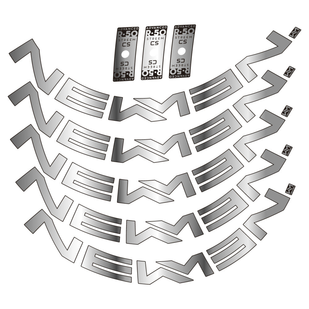 Stickers for Newmen Advanced SL R.50 Streem CS, Road Wheel vinyl decals - Chrome Silver
