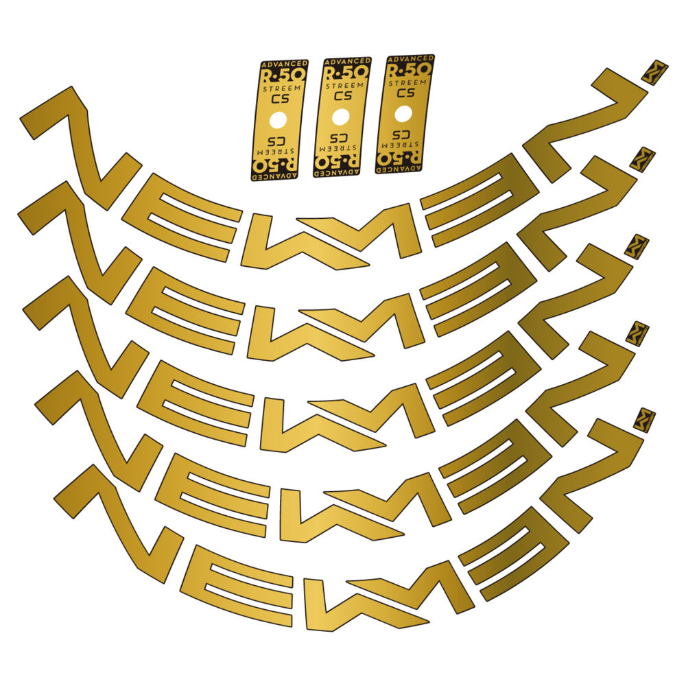 Stickers for Newmen Advanced SL R.50 Streem CS, Road Wheel vinyl decals - Gold