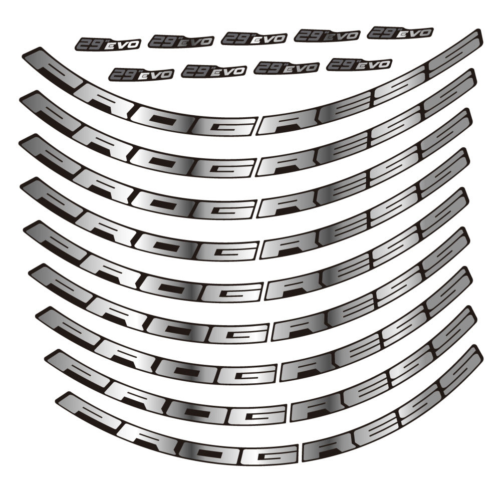 Stickers for Prxgress Evo Aluminium 2020 29, Mountain Wheel vinyl decals - Chrome Silver