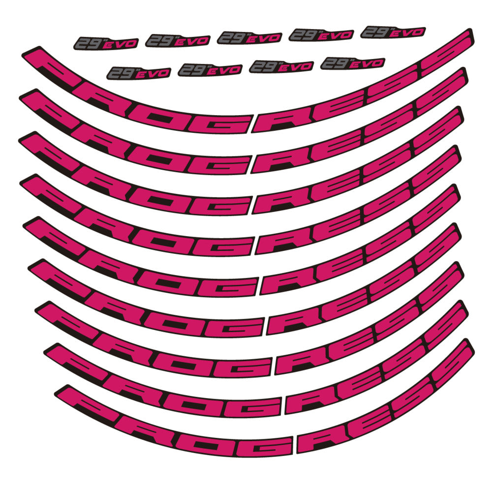 Stickers for Prxgress Evo Aluminium 2020 29, Mountain Wheel vinyl decals - Dark Pink
