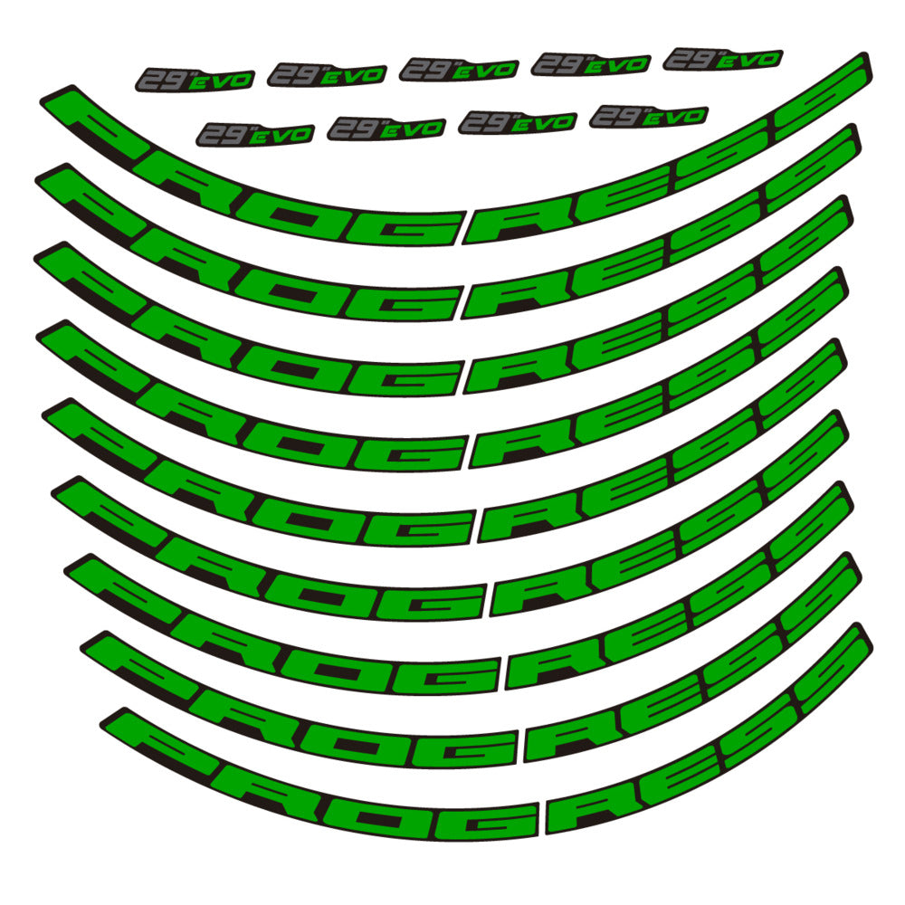 Stickers for Prxgress Evo Aluminium 2020 29, Mountain Wheel vinyl decals - Green