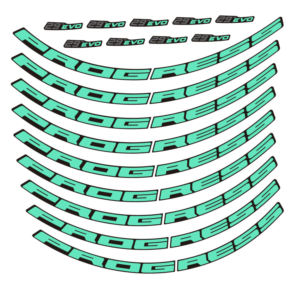 Stickers for Prxgress Evo Aluminium 2020 29, Mountain Wheel vinyl decals - Mint