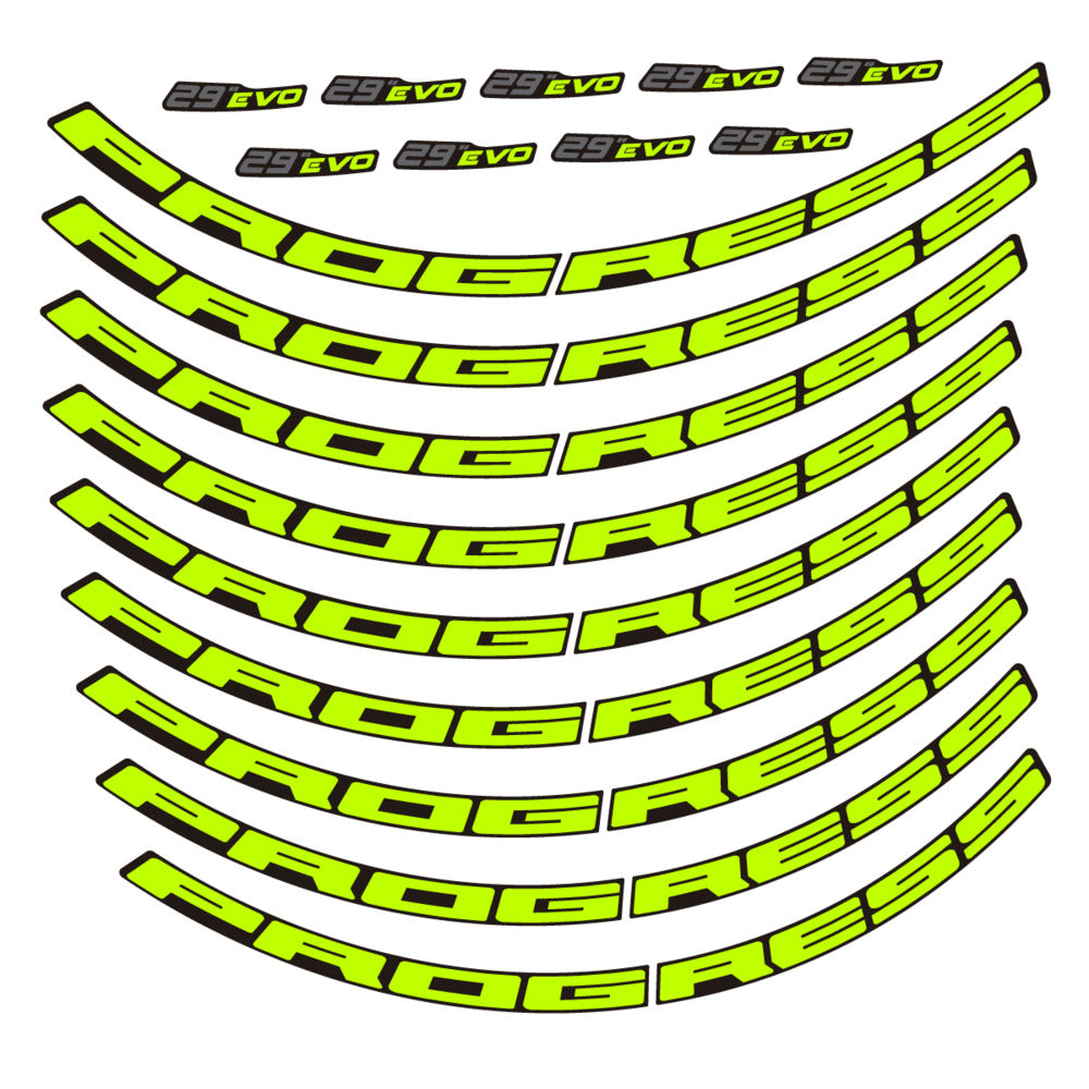 Stickers for Prxgress Evo Aluminium 2020 29, Mountain Wheel vinyl decals - Lime Neon