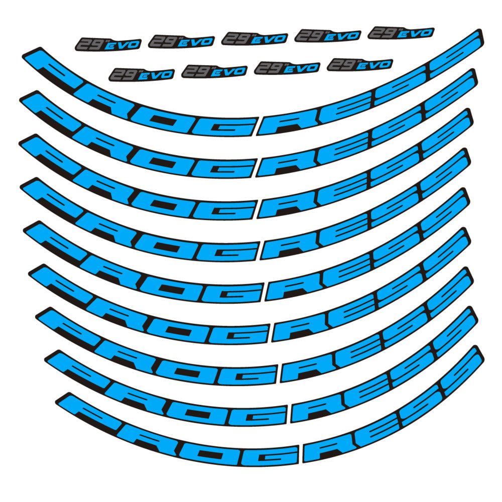Stickers for Prxgress Evo Aluminium 2020 29, Mountain Wheel vinyl decals - Light Blue