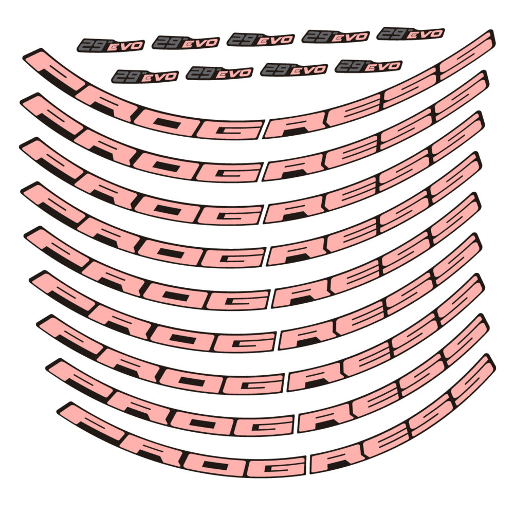 Stickers for Prxgress Evo Aluminium 2020 29, Mountain Wheel vinyl decals - Salmon Pink
