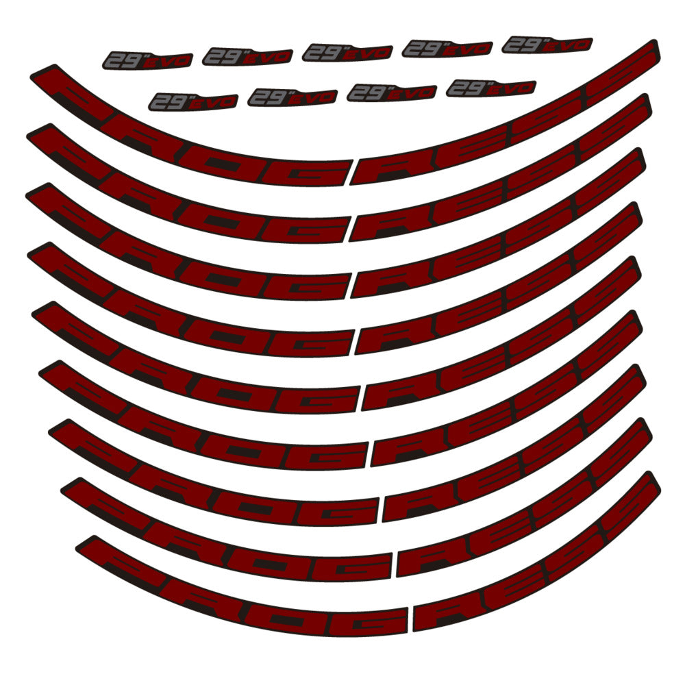 Stickers for Prxgress Evo Aluminium 2020 29, Mountain Wheel vinyl decals - Very Dark Red