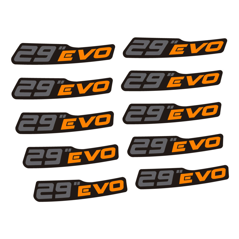 Stickers for Prxgress Evo Aluminium 2020 29, Mountain Wheel vinyl decals (v2) - Light Neon Orange