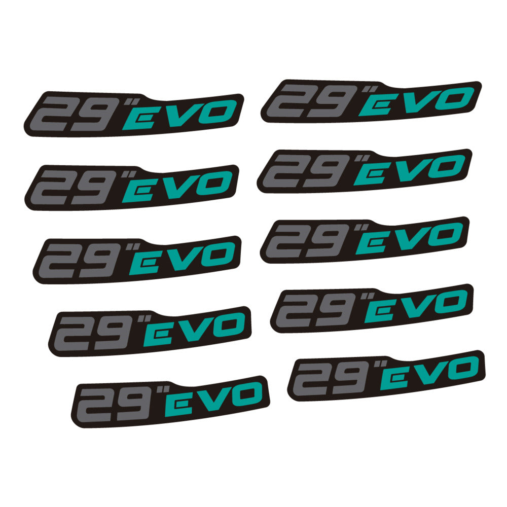 Stickers for Prxgress Evo Aluminium 2020 29, Mountain Wheel vinyl decals (v2) - Petrol Turquoise