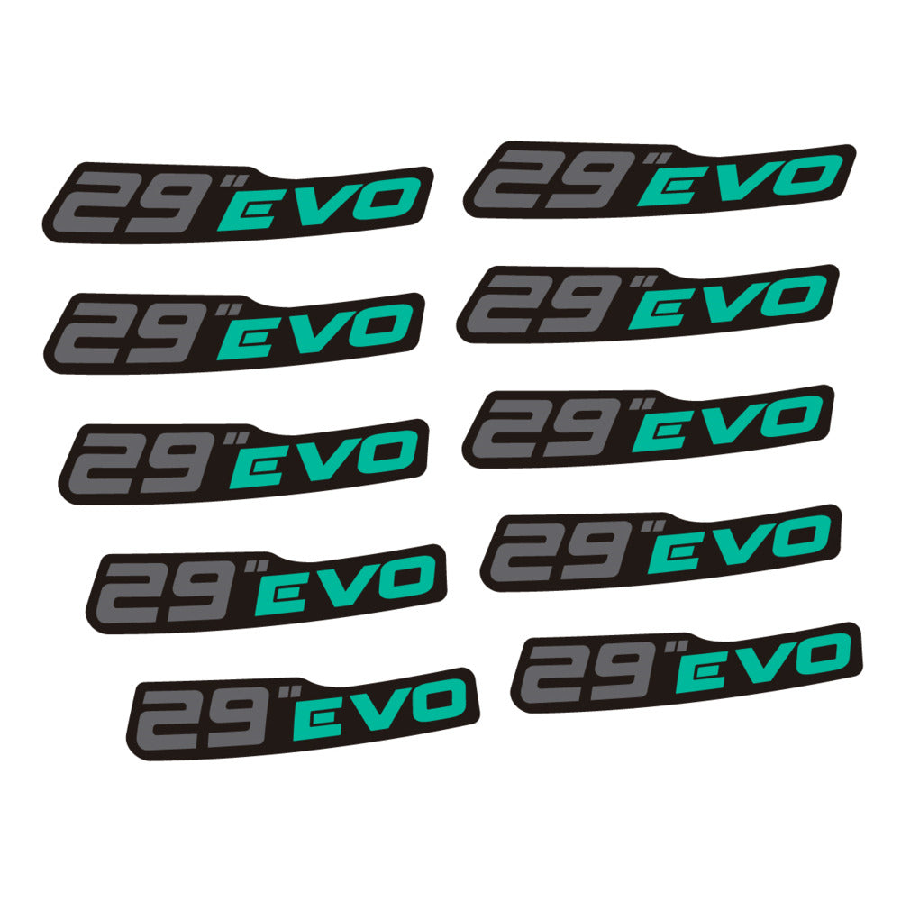 Stickers for Prxgress Evo Aluminium 2020 29, Mountain Wheel vinyl decals (v2) - Green Turquoise