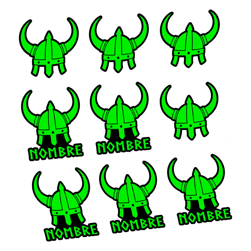 Stickers for Viking Helmet, personalized vinyl decals - Neon Green