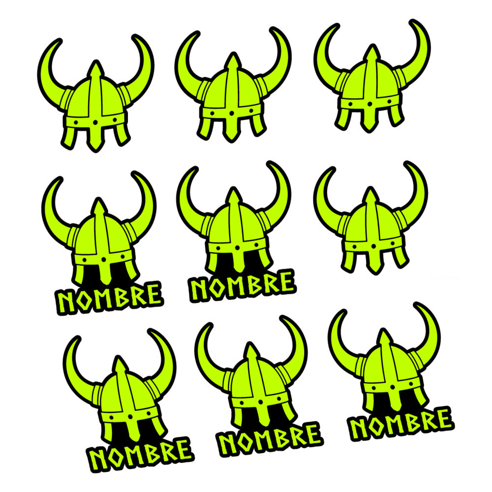 Stickers for Viking Helmet, personalized vinyl decals - Lime Neon